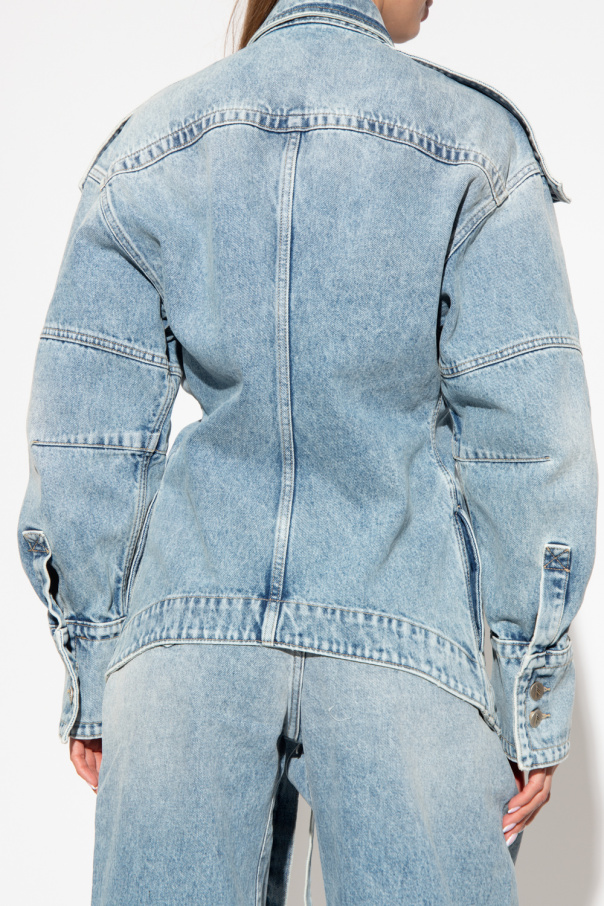 デニム・ジーパン THE ATTICO DENIM JACKETS Distressed denim jacket in blue - The Attico | Mytheresa